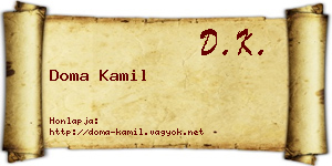 Doma Kamil névjegykártya